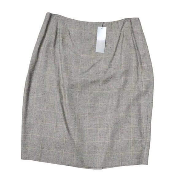 NWT VTG Linda Allard Ellen Tracy Silk Plaid Mini Skirt Black White Women's 14 - Picture 3 of 13